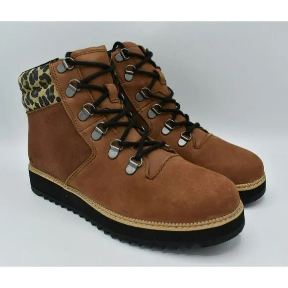 Toms Women Size 8 Mojave Waterproof Oiled Ember Nubuck Suede Leopard Mid Boots