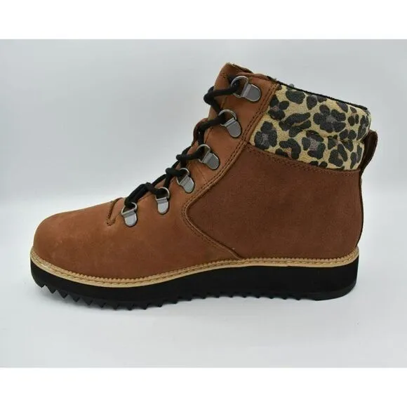 Toms Women Size 8 Mojave Waterproof Oiled Ember Nubuck Suede Leopard Mid Boots