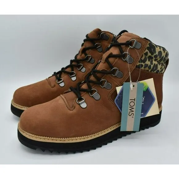 Toms Women Size 8 Mojave Waterproof Oiled Ember Nubuck Suede Leopard Mid Boots