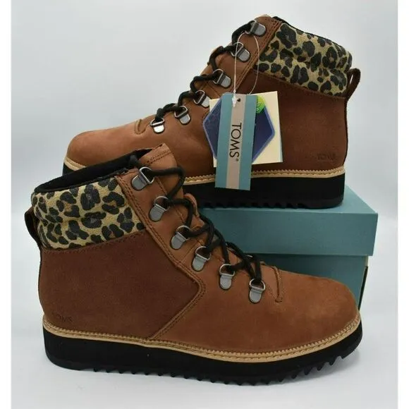 Toms Women Size 8 Mojave Waterproof Oiled Ember Nubuck Suede Leopard Mid Boots