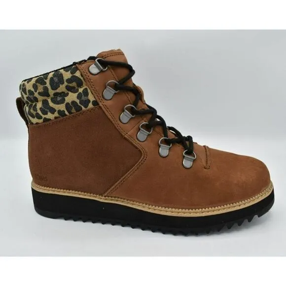 Toms Women Size 8 Mojave Waterproof Oiled Ember Nubuck Suede Leopard Mid Boots