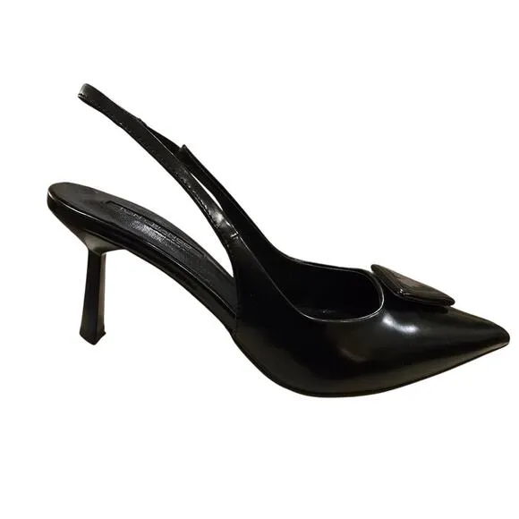 Tony Bianco Bertie Slingback Pump in Black Hi Shine EUC Size 6