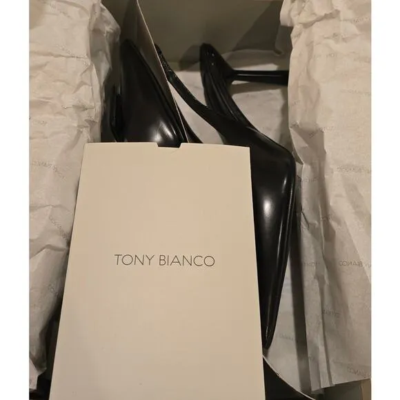 Tony Bianco Bertie Slingback Pump in Black Hi Shine EUC Size 6