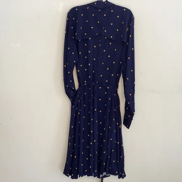 Torrid navy blue and gold polka dot rayon twill trench coat dress/ belt size 2X