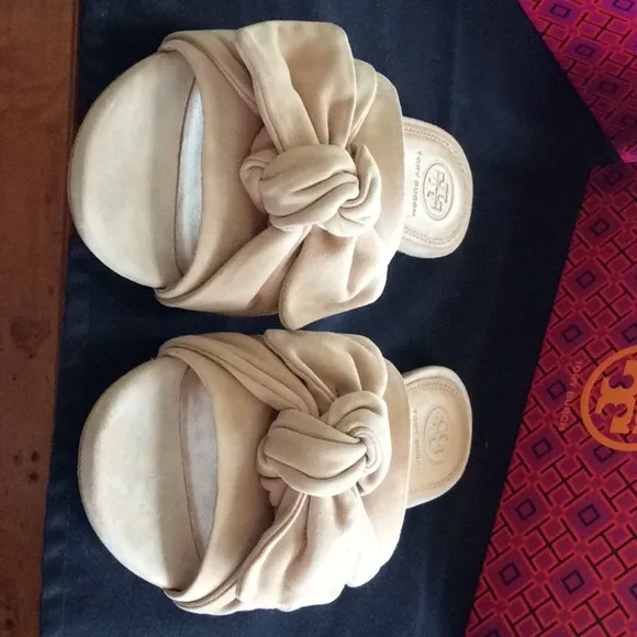 Tory Burch Annabelle Kid Suede Bow Slide