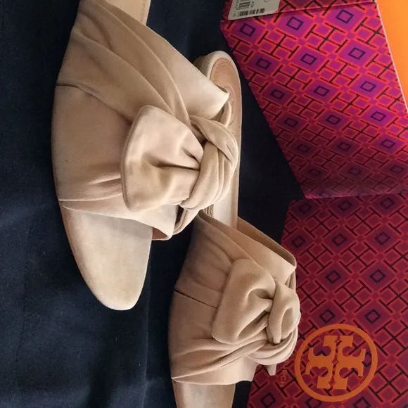 Tory Burch Annabelle Kid Suede Bow Slide