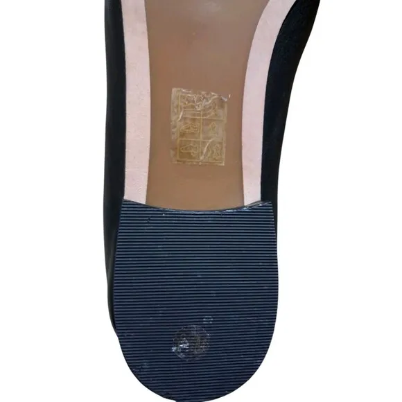 Tory Burch Black Kira Leather Elastic Loafer Almond Toe Block Heel Women's 8.5