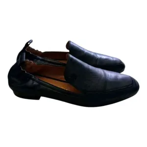 Tory Burch Black Kira Leather Elastic Loafer Almond Toe Block Heel Women's 8.5