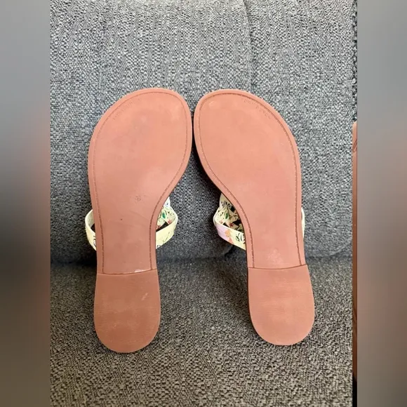 Tory Burch Designer Miller Pink Porcelin and Cream Sandals Floral Print 9.5