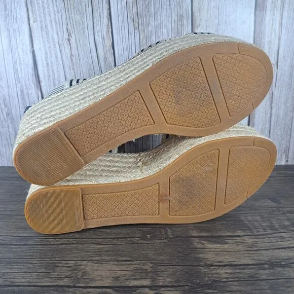 Tory Burch Frieda Espadrille Platform Wedge Sandals Women's Sz 9.5 M Black