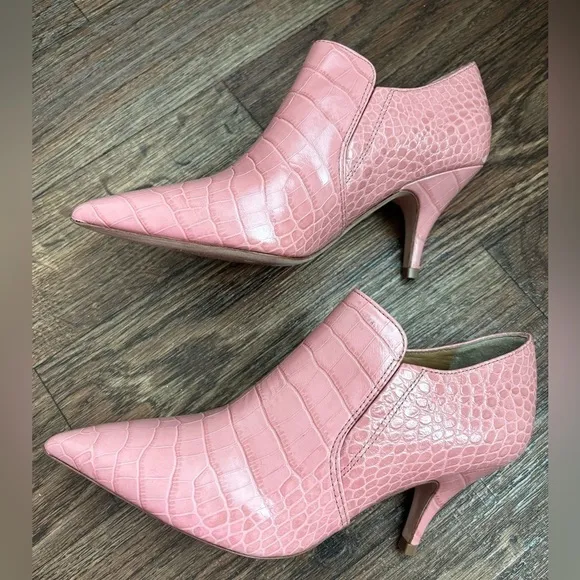 Tory Burch Georgina Embossed Slip OnAnkle Booties Shoes in Dusty Rose Pink