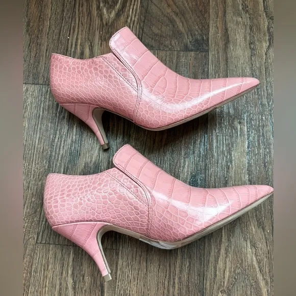 Tory Burch Georgina Embossed Slip OnAnkle Booties Shoes in Dusty Rose Pink