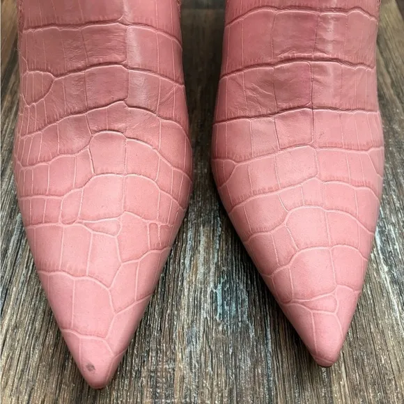 Tory Burch Georgina Embossed Slip OnAnkle Booties Shoes in Dusty Rose Pink