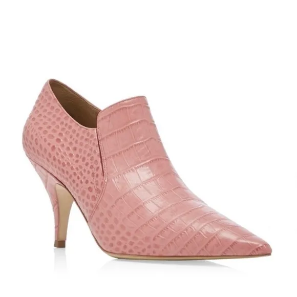 Tory Burch Georgina Embossed Slip OnAnkle Booties Shoes in Dusty Rose Pink