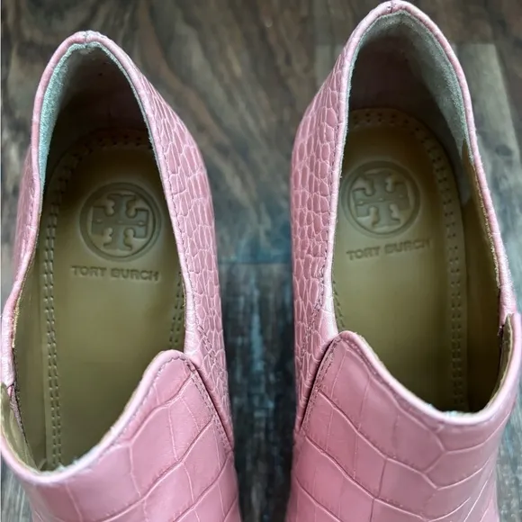 Tory Burch Georgina Embossed Slip OnAnkle Booties Shoes in Dusty Rose Pink