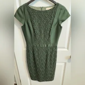Tory Burch Green and Black Sleeveless Floral Lace Dress.  Size 4. NWOT.