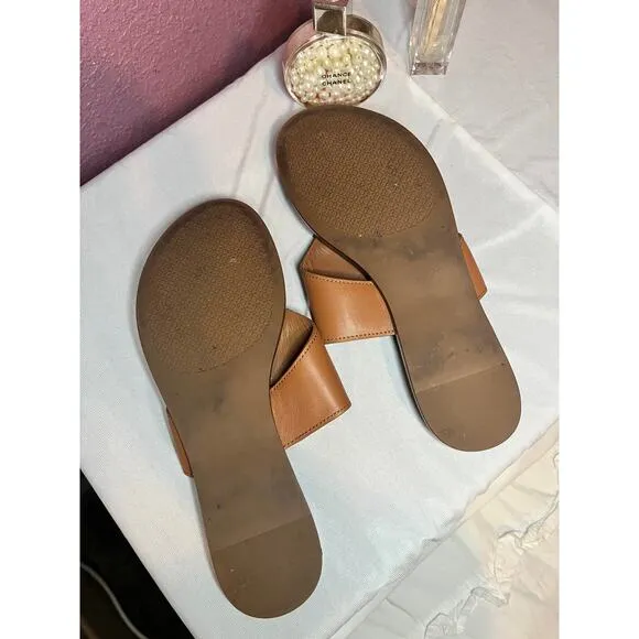 Tory Burch Jamie Weston Logo Sandals in Royal Tan US 7.5