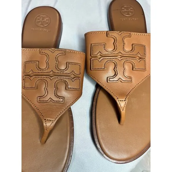 Tory Burch Jamie Weston Logo Sandals in Royal Tan US 7.5