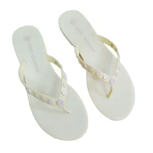 Tory Burch Jelly Sandals 9 Pale Yellow Studded Slip-On Flip Flop Flats