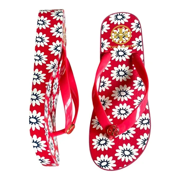 Tory Burch Sunflower Platform Slip On Sandals Sz 6
