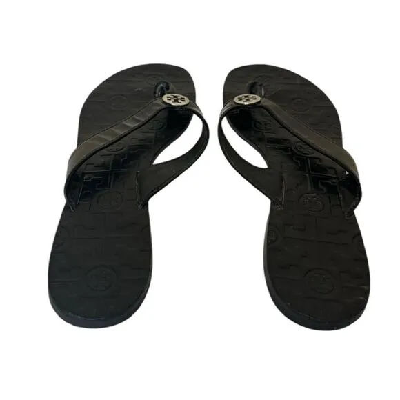TORY BURCH Thora Logo Black Patent Leather Sandals