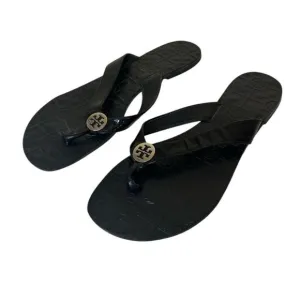 TORY BURCH Thora Logo Black Patent Leather Sandals