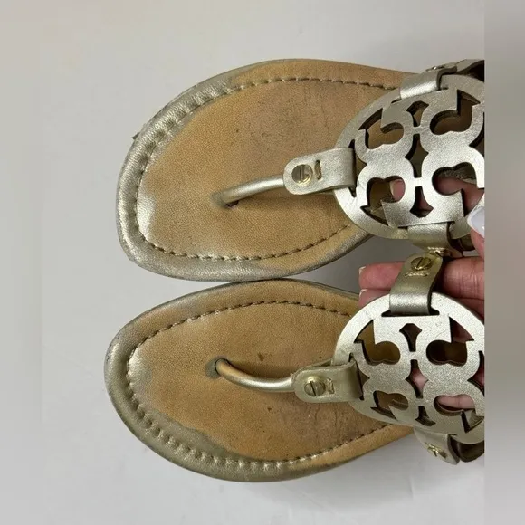 Tory Burch Women's Size 8M Miller Gold Slip On Sandals