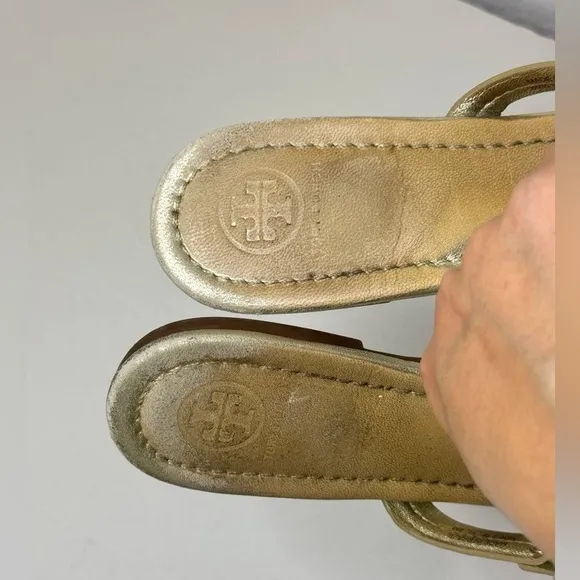 Tory Burch Women's Size 8M Miller Gold Slip On Sandals
