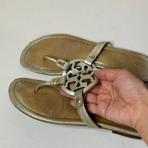 Tory Burch Women's Size 8M Miller Gold Slip On Sandals