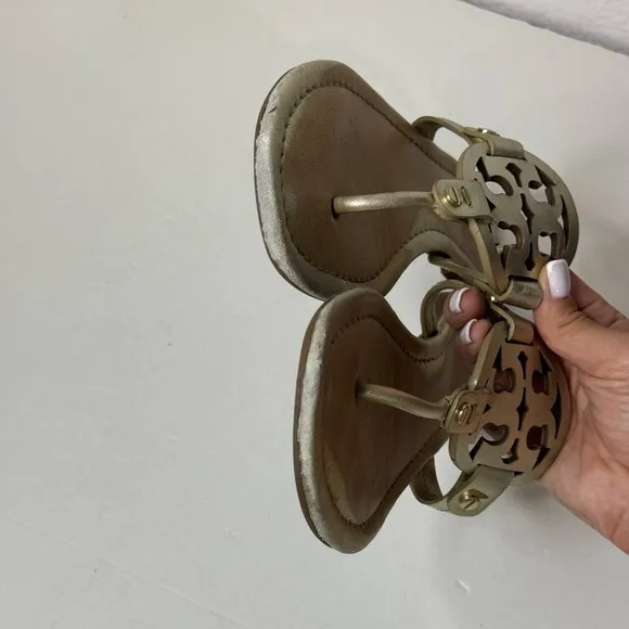 Tory Burch Women's Size 8M Miller Gold Slip On Sandals