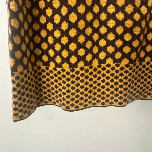 Tory Burch - Yellow &amp; Navy Printed Short Sleeve Knit Sweater S