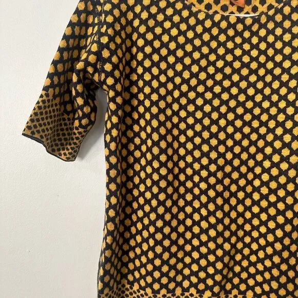 Tory Burch - Yellow &amp; Navy Printed Short Sleeve Knit Sweater S