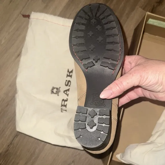 Trask Madison Boots Bootie Suede Taupe- Brand New In Box With Dust Bags