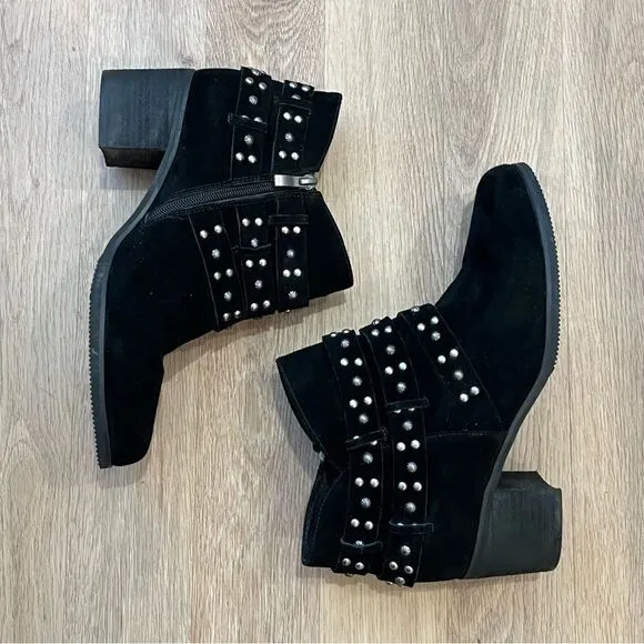 Trinity Ranch by Montana West Suede Leather Studded Ankle Boots in Black size 10