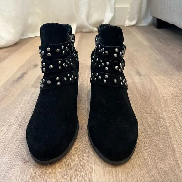 Trinity Ranch by Montana West Suede Leather Studded Ankle Boots in Black size 10