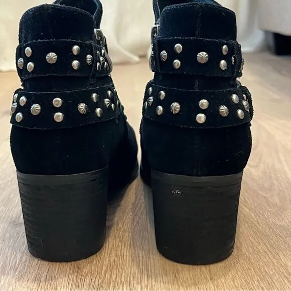 Trinity Ranch by Montana West Suede Leather Studded Ankle Boots in Black size 10