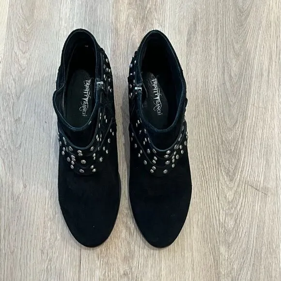 Trinity Ranch by Montana West Suede Leather Studded Ankle Boots in Black size 10
