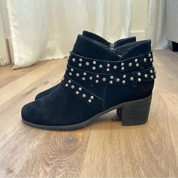 Trinity Ranch by Montana West Suede Leather Studded Ankle Boots in Black size 10