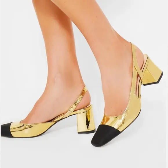 Tuckernuck Gold Tinsley Slingback Heels size 10.5 and 11 New in Box