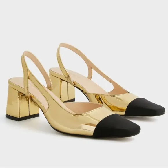 Tuckernuck Gold Tinsley Slingback Heels size 10.5 and 11 New in Box
