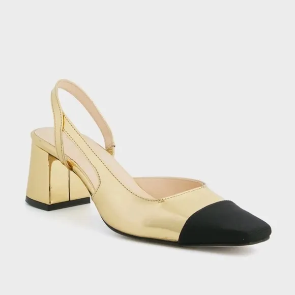 Tuckernuck Gold Tinsley Slingback Heels size 10.5 and 11 New in Box