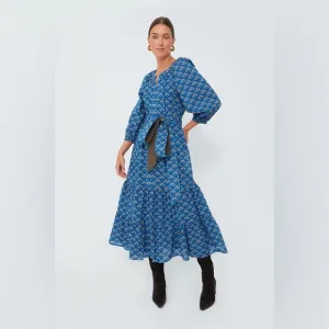 TUCKERNUCK Indigo Peacock Lyles Dress, Size L