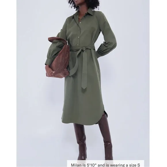 TUCKERNUCK Olive Lantern Sleeve Tory Shirt Dress