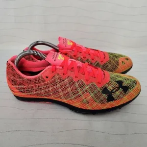 UA Under Armour Mens Track Cleats HOVR Shakedown Orange Shoes Size 8 M/ 9.5 Wom