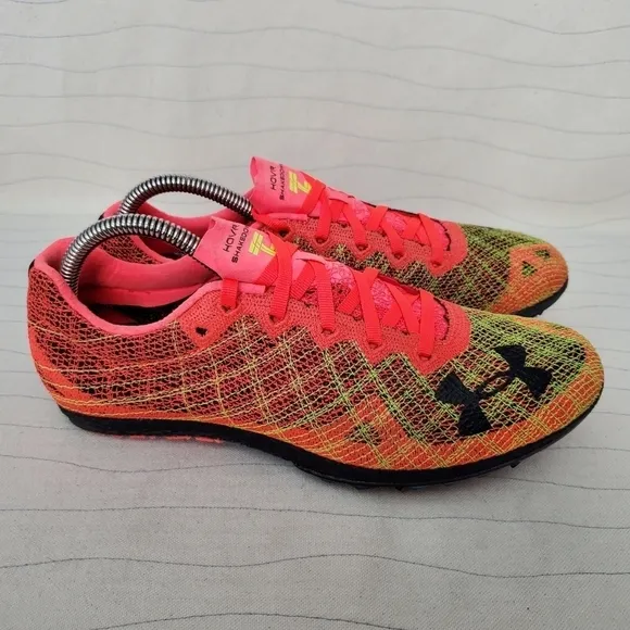 UA Under Armour Mens Track Cleats HOVR Shakedown Orange Shoes Size 8 M/ 9.5 Wom