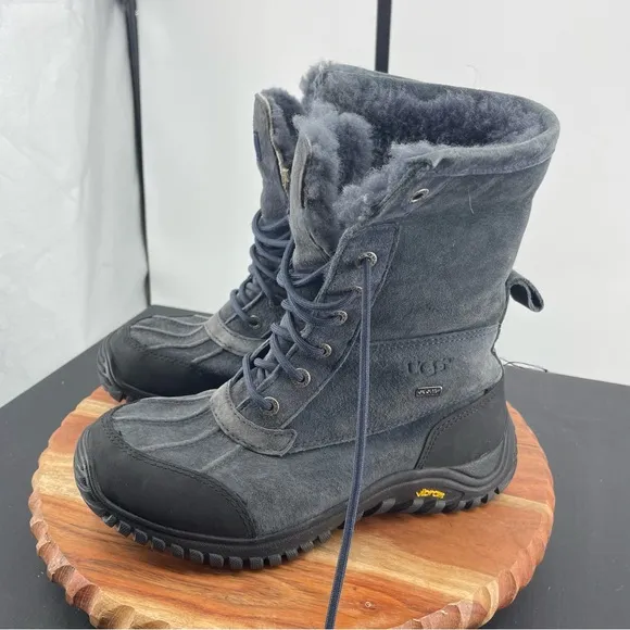 Ugg Adirondack Slate Blue suede Shearling Waterproof Sheepskin Boots 7 3231