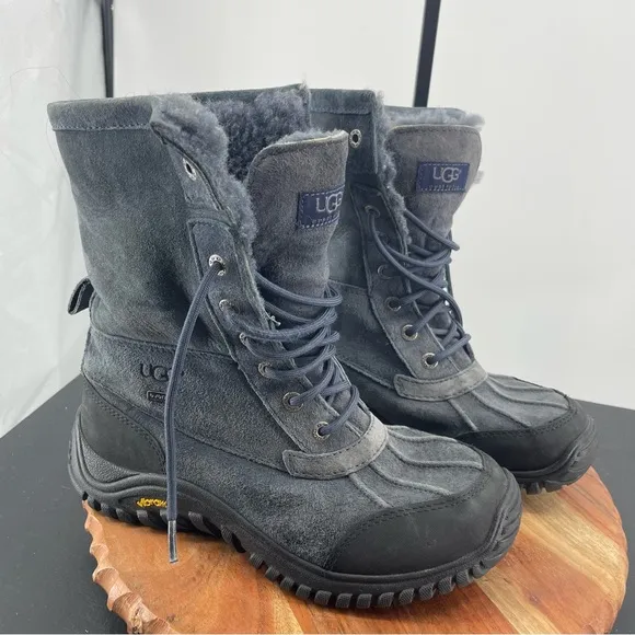 Ugg Adirondack Slate Blue suede Shearling Waterproof Sheepskin Boots 7 3231
