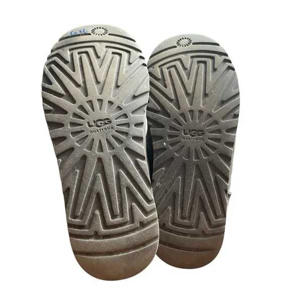 UGG Australia Bailey Button Short Boots Gray Suede Shearling Size 8