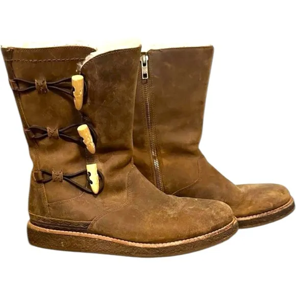 UGG Australia Kaya Leather Sheepskin Boots Size 7 Water Resistant Cozycore