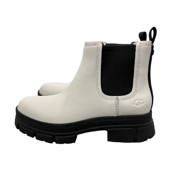 UGG BOOTS WOMEN'S 8 WHITE LEATHER ASHTON CHELSEA  Waterproof Pull-on